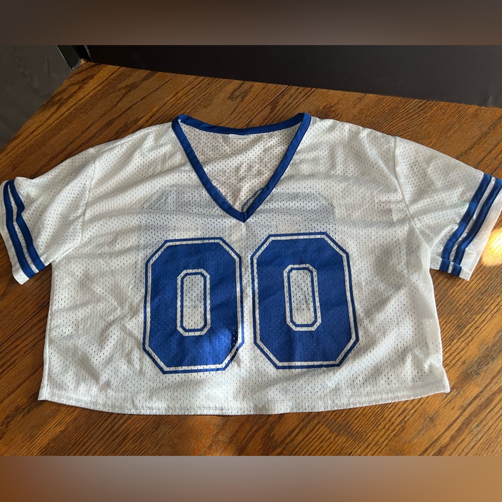 Spirit Halloween Blue and White Jersey Top with Number (Costume!!)